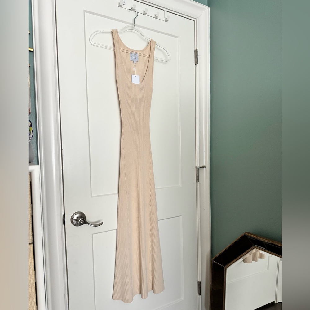 Allfenix Beige Cream Stretch Knit Dress